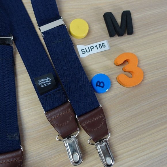 Suspender Mens Blue Navy Clip On Y Back Adjustable Strap Stretch Formal Adult - Picture 8 of 8